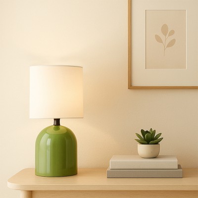 Φωτιστικό επιτραπέζιο Art Maison Rowlet E27 μεταλλικό - ύφασμα Pvc χρώμα πράσινο - κρεμ Ø15x30εκ.