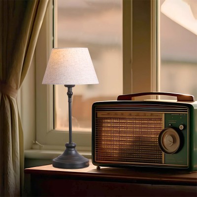 Φωτιστικό επιτραπέζιο Art Maison Pitcher E27 μεταλλικό - ύφασμα Pvc χρώμα μαύρο - κρεμ Ø22x48εκ.