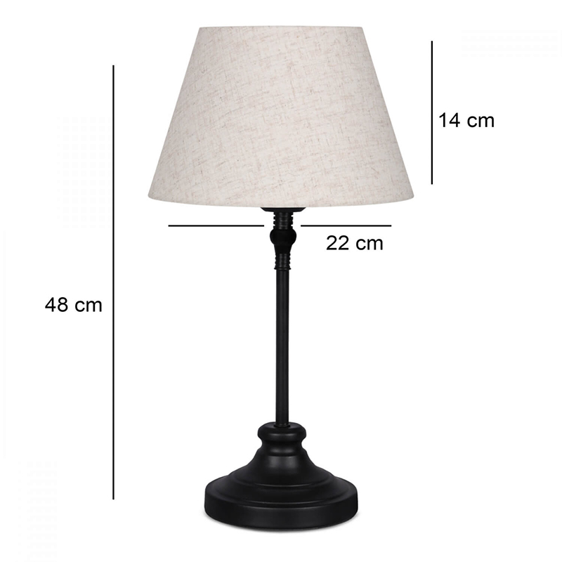 Φωτιστικό επιτραπέζιο Art Maison Pitcher E27 μεταλλικό - ύφασμα Pvc χρώμα μαύρο - κρεμ Ø22x48εκ.
