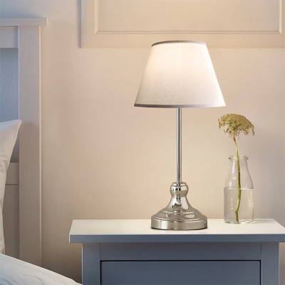 Φωτιστικό επιτραπέζιο Art Maison Grate E27 μεταλλικό - ύφασμα Pvc χρώμα ασημί - κρεμ Ø22x45εκ.