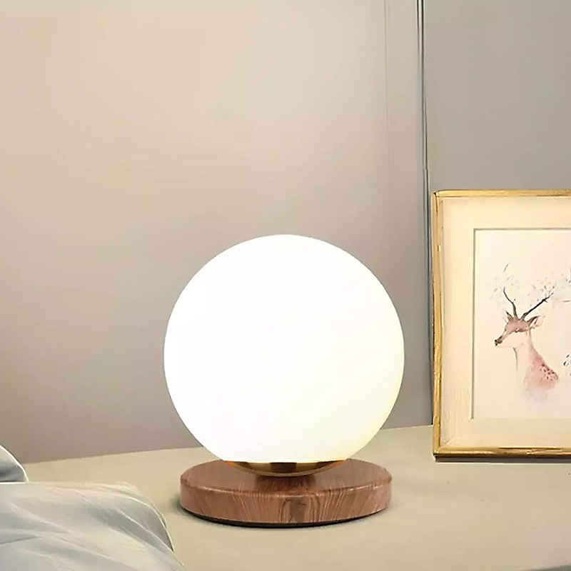 Φωτιστικό επιτραπέζιο Art Maison Aoba E27 ξύλινο -  γυάλινο χρώμα φυσικό - λευκό Ø15x22εκ.