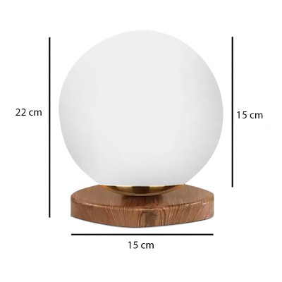 Φωτιστικό επιτραπέζιο Art Maison Aoba E27 ξύλινο -  γυάλινο χρώμα φυσικό - λευκό Ø15x22εκ.