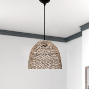 Φωτιστικό οροφής Art Maison Sugarbowl E27 από μπαμπού μονόφωτο χρώμα φυσικό Ø30x70εκ.