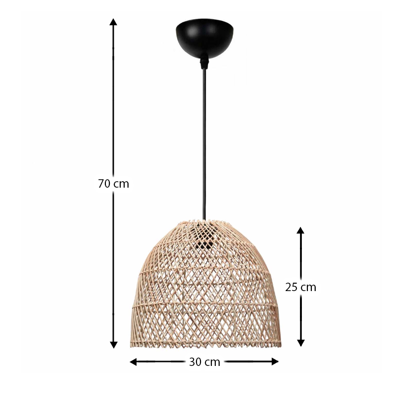 Φωτιστικό οροφής Art Maison Sugarbowl E27 από μπαμπού μονόφωτο χρώμα φυσικό Ø30x70εκ.