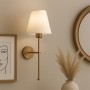 Απλίκα τοίχου Art Maison Rufflet E27 υφασμάτινη - μεταλλική χρώμα χρυσό - κρεμ 13x13x50εκ.