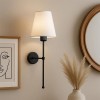 Απλίκα τοίχου Art Maison Rufflet E27 υφασμάτινη - μεταλλική χρώμα μαύρο - κρεμ 13x13x50εκ.