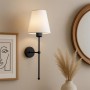 Απλίκα τοίχου Art Maison Rufflet E27 υφασμάτινη - μεταλλική χρώμα μαύρο - κρεμ 13x13x50εκ.