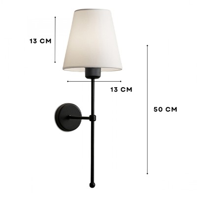 Απλίκα τοίχου Art Maison Runerigus E27 υφασμάτινη - μεταλλική χρώμα μαύρο - κρεμ 13x13x50εκ.