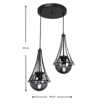 Φωτιστικό οροφής Δίφωτο Art Maison Αδελιανός - Black (40x40x80εκ.)