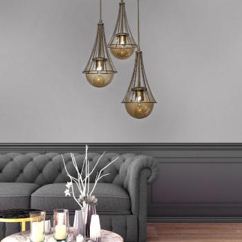 Φωτιστικό οροφής Τρίφωτο Art Maison Αδελιανός - Gold (40x40x90εκ.)