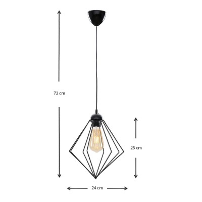 Φωτιστικό οροφής Art Maison Akito E27 μεταλλικό μονόφωτο χρώμα μαύρο 24x24x72εκ.