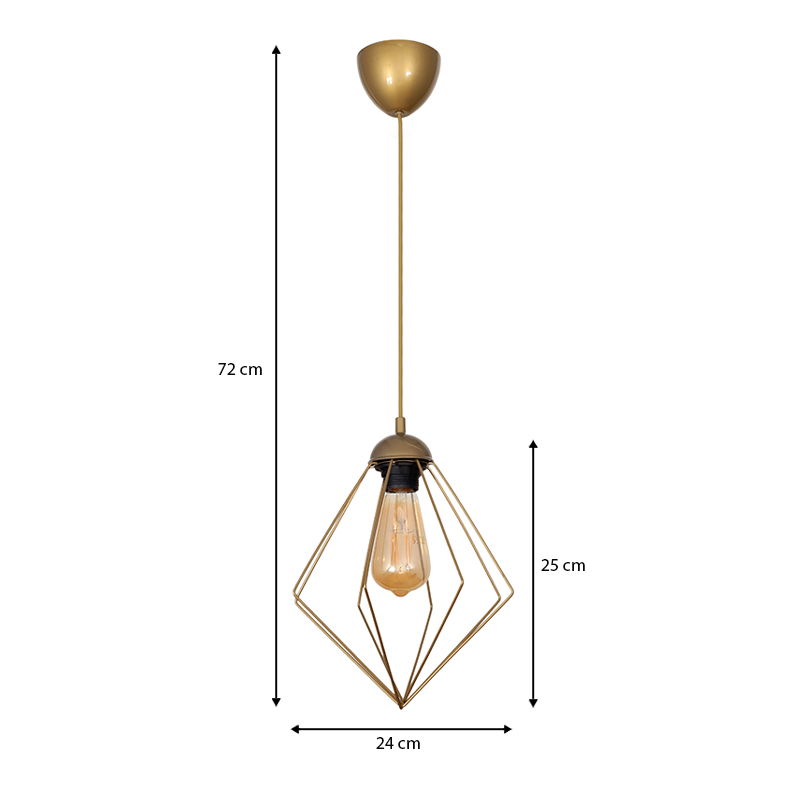 Φωτιστικό οροφής Art Maison Akito  E27 μεταλλικό μονόφωτο χρώμα χρυσό 24x24x72εκ.