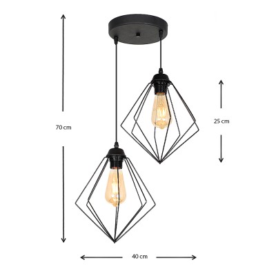 Φωτιστικό οροφής Art Maison Λέβιθα Δίφωτο - Black (40x40x70εκ.)