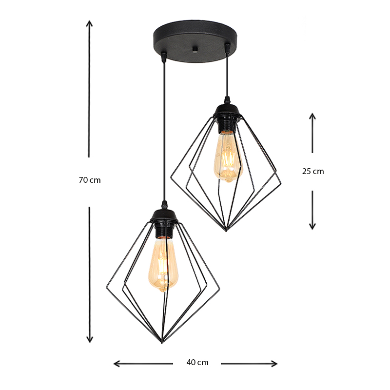 Φωτιστικό οροφής Art Maison Λέβιθα Δίφωτο - Black (40x40x70εκ.)