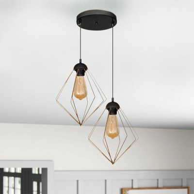 Φωτιστικό οροφής Art Maison Yasu E27 μεταλλικό δίφωτο χρώμα χρυσό 40x40x70εκ.