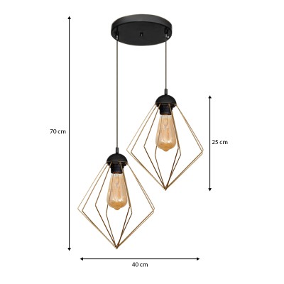 Φωτιστικό οροφής Art Maison Yasu E27 μεταλλικό δίφωτο χρώμα χρυσό 40x40x70εκ.