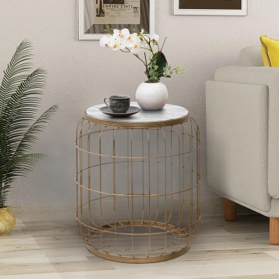 Σκαμπώ - τραπεζάκι βοηθητικό Art Maison Καστός - White Gold (35x35x47εκ.)