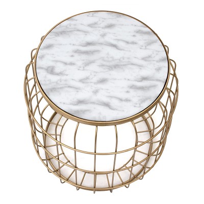 Σκαμπώ - τραπεζάκι βοηθητικό Art Maison Καστός - White Gold (35x35x47εκ.)