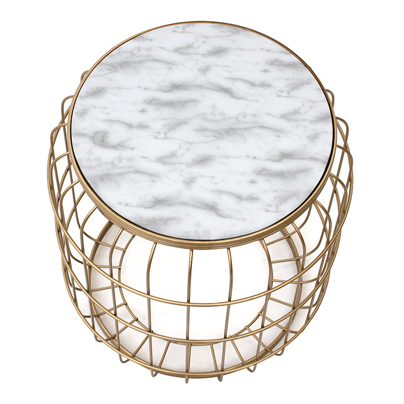 Σκαμπώ - τραπεζάκι βοηθητικό Art Maison Καστός - White Gold (35x35x47εκ.)