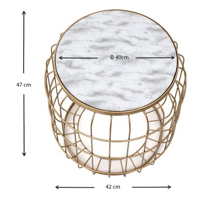 Σκαμπώ - τραπεζάκι βοηθητικό Art Maison Καστός - White Gold (35x35x47εκ.)