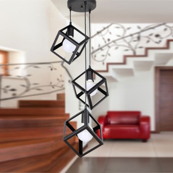 Φωτιστικό οροφής Art Maison Μάραθος Τρίφωτο - Black (22x22x70εκ.)
