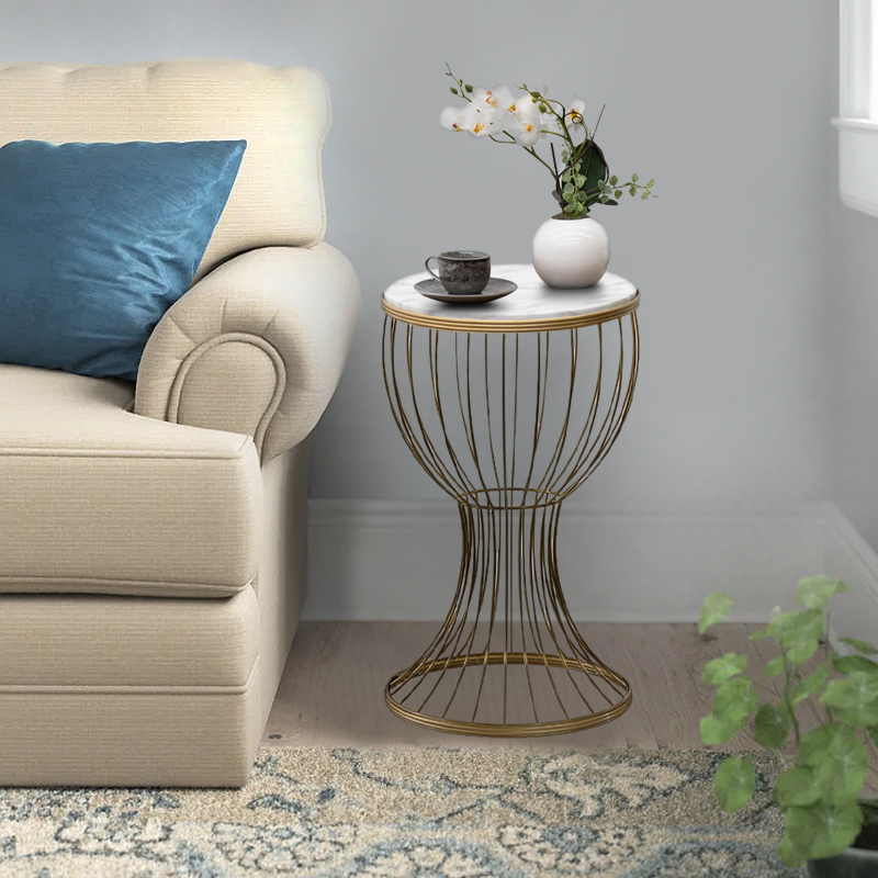 Βοηθητικό τραπεζάκι Art Maison Πεταλάς - Gold White (35x35x58εκ.)