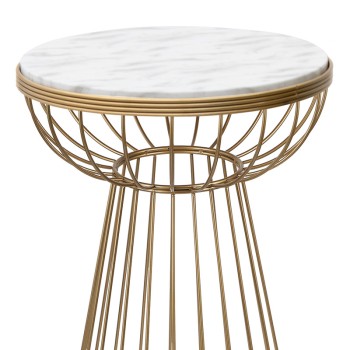 Βοηθητικό τραπεζάκι Art Maison Κεφαλλονιά - Gold White (35x35x58εκ.)