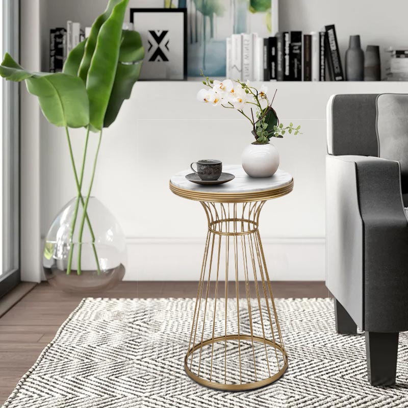 Βοηθητικό τραπεζάκι Art Maison Κεφαλλονιά - White Gold (35x35x58εκ.)