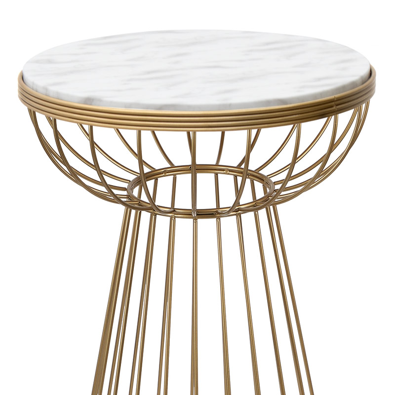 Βοηθητικό τραπεζάκι Art Maison Κεφαλλονιά - White Gold (35x35x58εκ.)