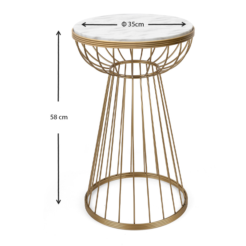 Βοηθητικό τραπεζάκι Art Maison Κεφαλλονιά - White Gold (35x35x58εκ.)