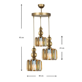 Φωτιστικό οροφής τρίφωτο Art Maison Ποταμίδα - Gold (40x40x95εκ.)