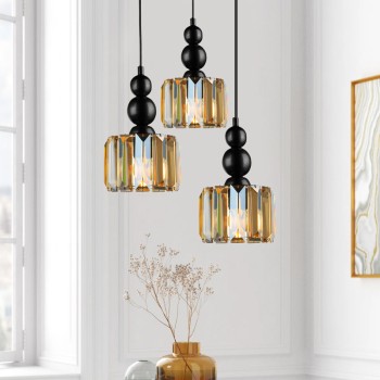 Φωτιστικό οροφής τρίφωτο Art Maison Ποταμίδα - Black (40x40x95εκ.)