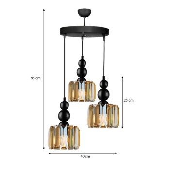 Φωτιστικό οροφής τρίφωτο Art Maison Ποταμίδα - Black (40x40x95εκ.)