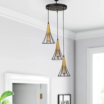 Φωτιστικό οροφής Τρίφωτο Art Maison Μύρτος - Black Gold (30x30x112εκ.)