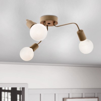 Φωτιστικό οροφής Art Maison Akeno E27 μεταλλικό τρίφωτο χρώμα χρυσό 44x44x10εκ.