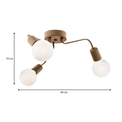 Φωτιστικό οροφής Art Maison Akeno E27 μεταλλικό τρίφωτο χρώμα χρυσό 44x44x10εκ.