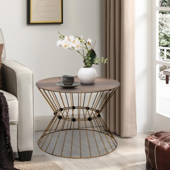 ΤΡΑΠΕΖΑΚΙ ΣΑΛΟΝΙΟΥ ART MAISON HAYFORK - GOLD WALNUT (55x55x42εκ.)