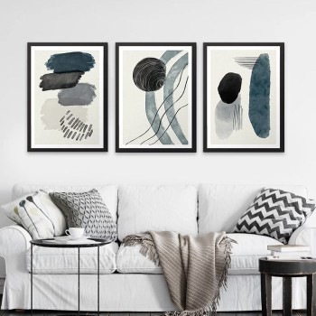 Πίνακας 3 Τεμαχίων Art Maison Frederick J. Brown - Blue Black White (35x45x2εκ)