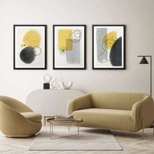 Πίνακας 3 Τεμαχίων Art Maison Frederick J. Brown - Yellow Black White (35x45x2εκ)
