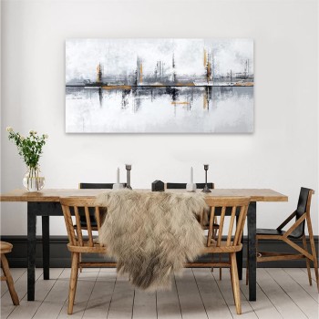 Πίνακας σε καμβά Art Maison Benny Andrews - White Gray (80x40x3εκ.)