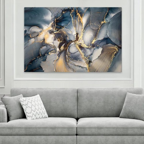 Πίνακας σε καμβά Art Maison Jules T. Allen - White Gold Blue (140x70x3εκ.)