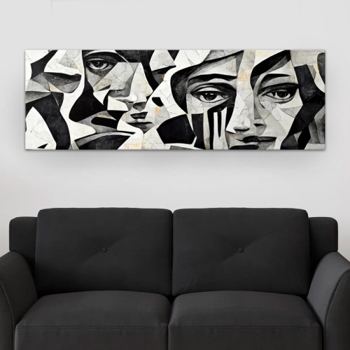 Πίνακας σε καμβά Art Maison Terry Adkins - Black White (150x50x3εκ.)