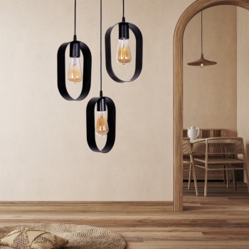 Φωτιστικό οροφής Art Maison Hiroshi E27 μεταλλικό τρίφωτο χρώμα μαύρο Ø30x70εκ.