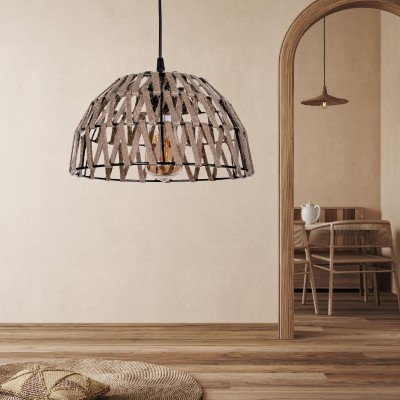 Φωτιστικό οροφής Art Maison Masashi E27 μεταλλικό - σχοινί μονόφωτο χρώμα φυσικό Ø30x70εκ.