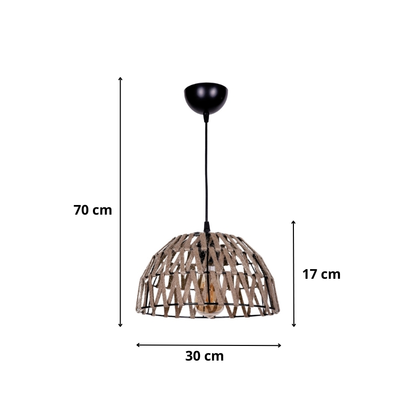 Φωτιστικό οροφής Art Maison Masashi E27 μεταλλικό - σχοινί μονόφωτο χρώμα φυσικό Ø30x70εκ.