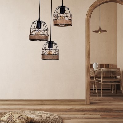 Φωτιστικό οροφής Art Maison Riza E27 μεταλλικό - σχοινί τρίφωτο χρώμα μαύρο 40x40x80εκ. Φωτιστικό οροφής Art Maison Riza E27 μεταλλικό - σχοινί τρίφωτο χρώμα μαύρο 40x40x80εκ.