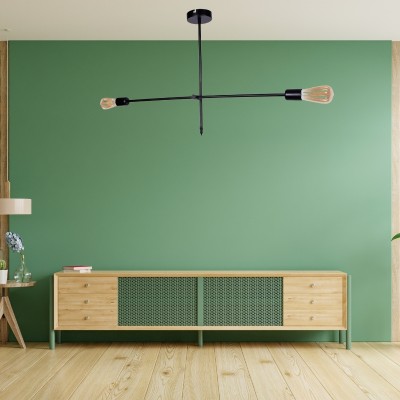 Φωτιστικό οροφής Art Maison Arata E27 μεταλλικό δίφωτο χρώμα μαύρο 92x12x57εκ.