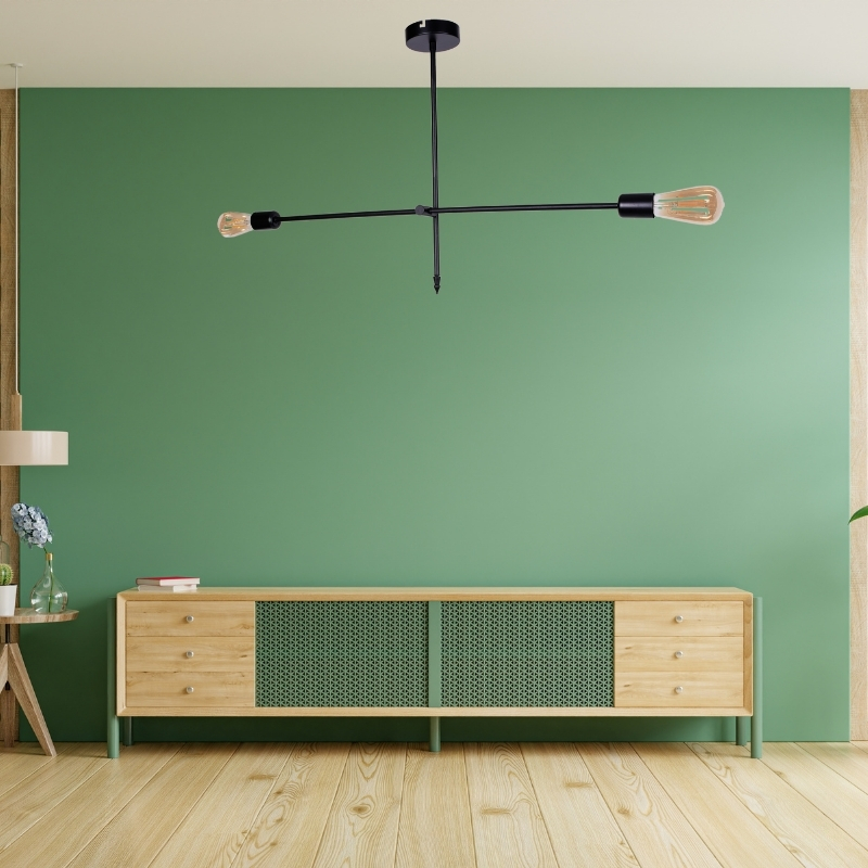 Φωτιστικό οροφής Art Maison Arata E27 μεταλλικό δίφωτο χρώμα μαύρο 92x12x57εκ.