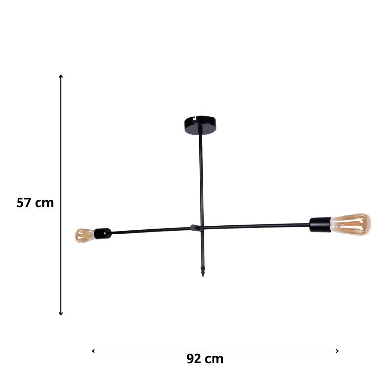 Φωτιστικό οροφής Art Maison Arata E27 μεταλλικό δίφωτο χρώμα μαύρο 92x12x57εκ.