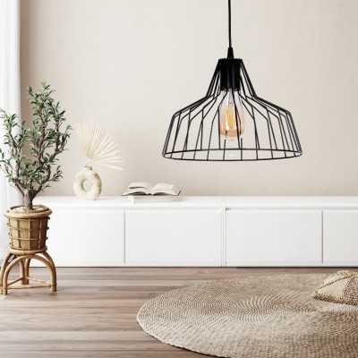 Φωτιστικό οροφής Art Maison Daiki E27 μεταλλικό μονόφωτο χρώμα μαύρο Ø30x75εκ.